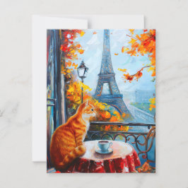 Herfst in Parijs | Gemberkat in een Café Briefkaart