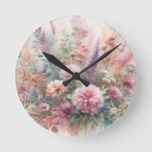 Herfst in pastelkleuren waterverf schilderij ronde klok