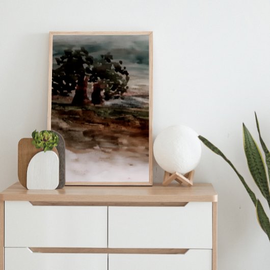 Herfst in Platteland Waterverf Landschap Canvas Afdruk