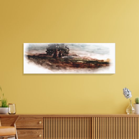 Herfst in Platteland Waterverf Landschap Canvas Afdruk (Insitu (Woonkamer))