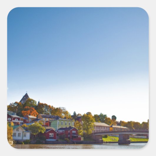 Herfst in Porvoo Vierkante Sticker (Voorkant)