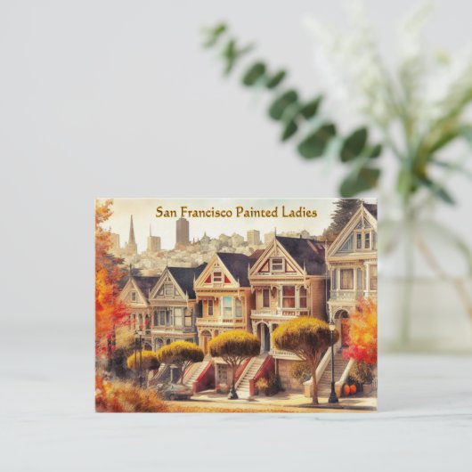 Herfst in San Francisco Victoriaanse Huizen Ansich Briefkaart (Staand voorkant)