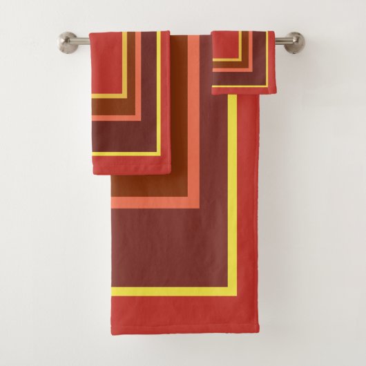 Herfst Indische Corn Yellow Red Oranje Geometric Bad Handdoek (Insitu)