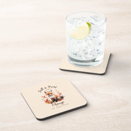 Herfst is het bewijs dat verandering mooi is - Fox Bier Onderzetter (Rechterzijde)