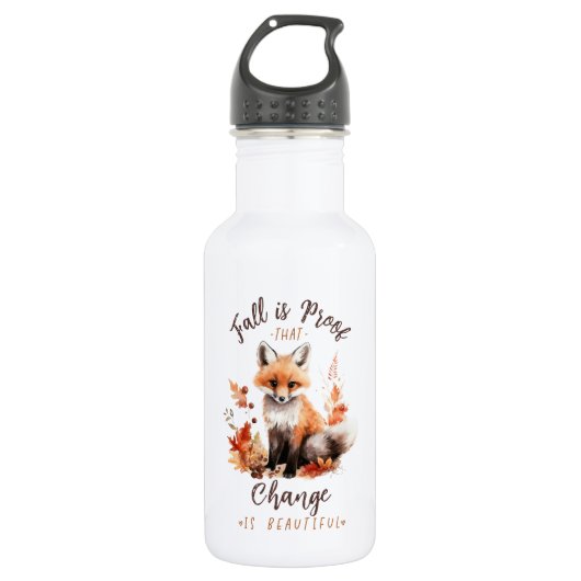 Herfst is het bewijs dat verandering mooi is - Fox Waterfles (Voorkant)
