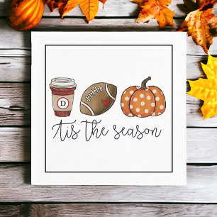Herfst Is het Seizoen Aangepaste Voetbal Pompoen K Servet