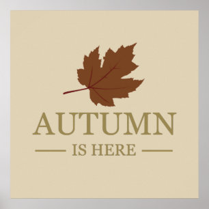 Herfst is hier aquarel bladeren vallen oktober poster