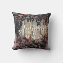 Herfst is hier bloemenvenster typografie kunst kussen