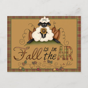 "Herfst is in de lucht" Autumn Sheep Briefkaart