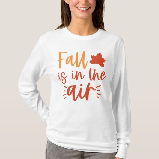 Herfst is in de lucht grappige herfstbladeren t-shirt (Voorkant)
