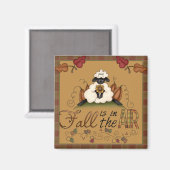 "Herfst is in de lucht" Herfst Sheep Square Magnet (Voorkant / Achterkant)