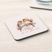 Herfst is in de lucht - Schattigee vogels en herfs Bier Onderzetter (Linkerzijde)