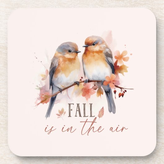 Herfst is in de lucht - Schattigee vogels en herfs Bier Onderzetter (Voorkant)