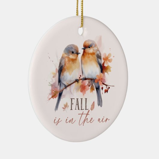 Herfst is in de lucht - Schattigee vogels en herfs Keramisch Ornament (Rechts)