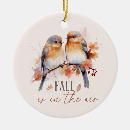 Herfst is in de lucht - Schattigee vogels en herfs Keramisch Ornament (Voorkant)