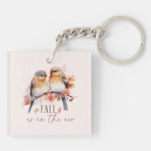 Herfst is in de lucht - Schattigee vogels en herfs Sleutelhanger (Achterkant)