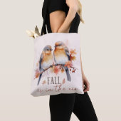 Herfst is in de lucht - Schattigee vogels en herfs Tote Bag (Dichtbij)