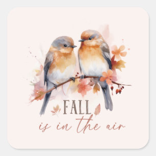 Herfst is in de lucht - Schattigee vogels en herfs Vierkante Sticker