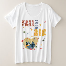 Herfst Is in De Lucht Wasbeer Herfst Grote Maat T-shirt