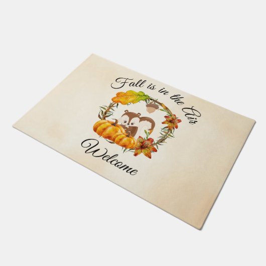 Herfst is in het Air Gezegde met Squirrel Welcome Deurmat (Schuin)