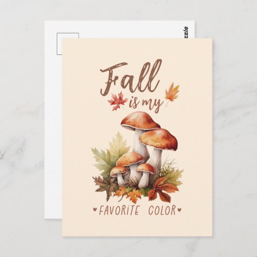 Herfst is mijn favoriete kleur - champignons en bl briefkaart (Voorkant / Achterkant)