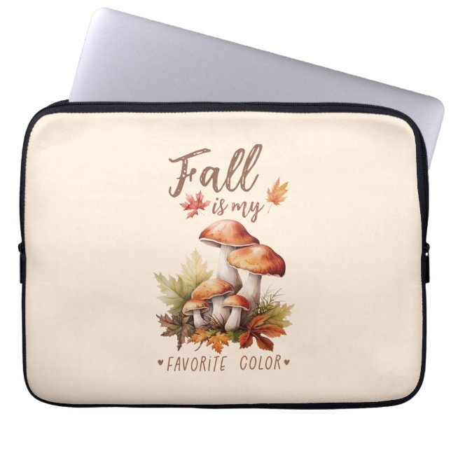 Herfst is mijn favoriete kleur - champignons en bl laptop sleeve (Voorkant)