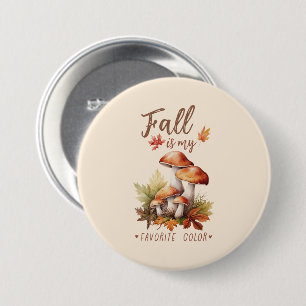 Herfst is mijn favoriete kleur - champignons en bl ronde button 7,6 cm