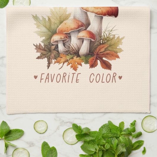 Herfst is mijn favoriete kleur - champignons en bl theedoek (Gevouwen)