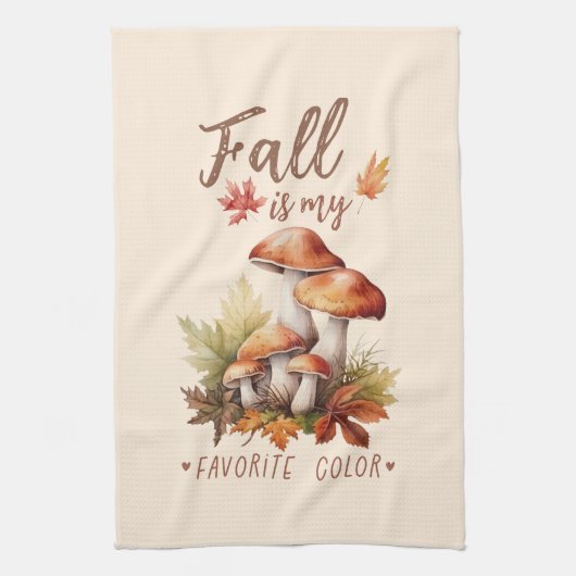 Herfst is mijn favoriete kleur - champignons en bl theedoek (Verticaal)