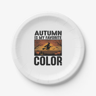 Herfst Is Mijn Favoriete Kleur Halloween Heks Ontw Papieren Bordje