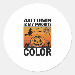 Herfst Is Mijn Favoriete Kleur Halloween Pompoen D Ronde Sticker