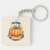 Herfst is mijn favoriete kleur - pompoen en blader sleutelhanger (Achterkant)