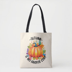 Herfst is mijn favoriete kleur - pompoen en blader tote bag