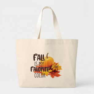 Herfst is mijn favoriete kleur - pompoenen en blad grote tote bag