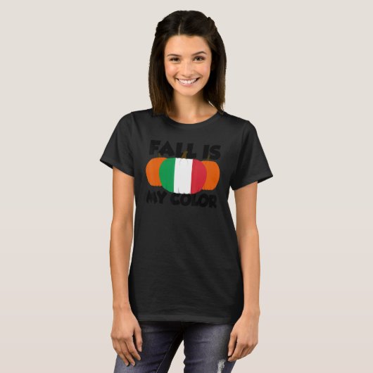 Herfst is mijn Thanksgiving in kleur pompoen Itali T-shirt (Voorkant volledig)