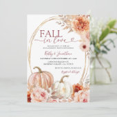 Herfst Ivoor Beige Floral Pumpkin Engagement Party Kaart (Staand voorkant)