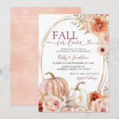 Herfst Ivoor Beige Floral Pumpkin Engagement Party Kaart (Voorkant / Achterkant)