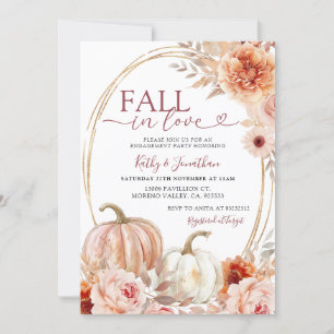 Herfst Ivoor Beige Floral Pumpkin Engagement Party Kaart
