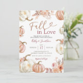 Herfst Ivory Beige Pumpkin Engagement Party Kaart (Staand voorkant)