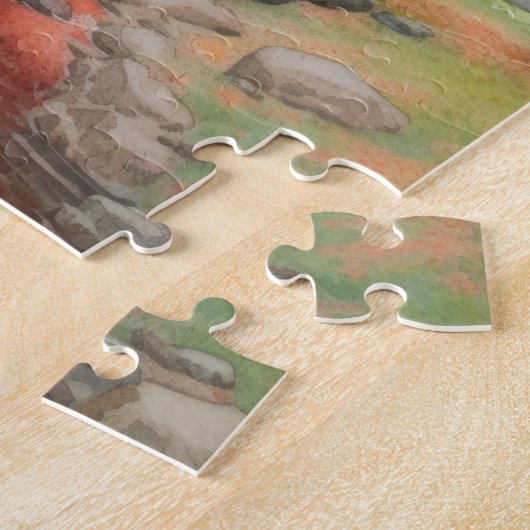 Herfst Japans Moderne Tuin Waterverf Legpuzzel (Zijkant)