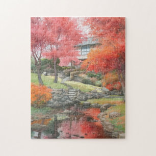 Herfst Japans Moderne Tuin Waterverf Legpuzzel