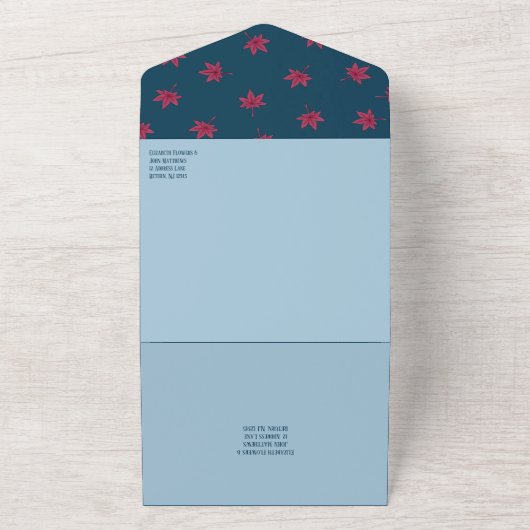 Herfst Japanse Maple Wedding Invite All In One Uitnodiging (Buitenkant)