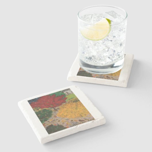 Herfst Japanse mappelboom schilderen  Stenen Onderzetter (Zijkant)