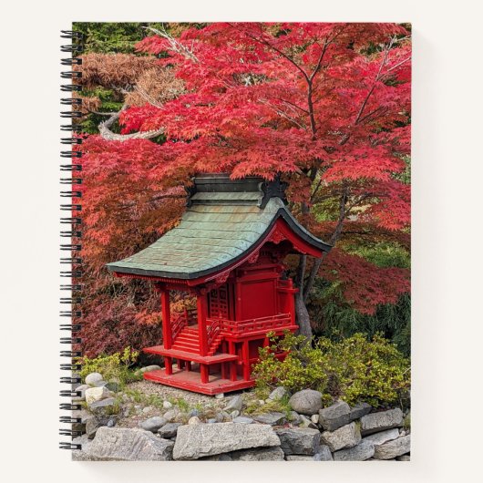 Herfst Japanse tuin en rode schrijn Notitieboek (Voorkant)