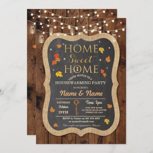 Herfst Jars Leaves nodigt uit voor het huishouden Kaart (Voorkant / Achterkant)