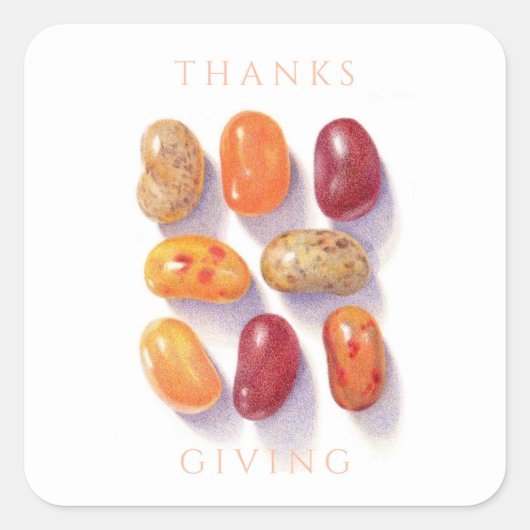 HERFST JELLY BEANS Thanksgiving Kleine Vierkante S Vierkante Sticker (Voorkant)