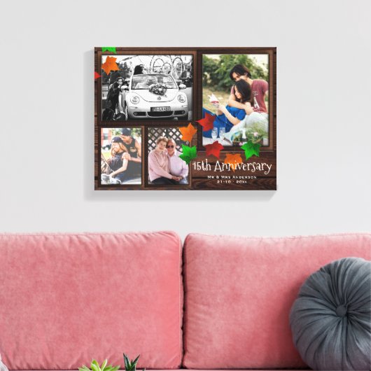 Herfst JUBILEUM Fotocollage Rustiek TOEVOEGEN JARE Canvas Afdruk (Insitu (Woonkamer))