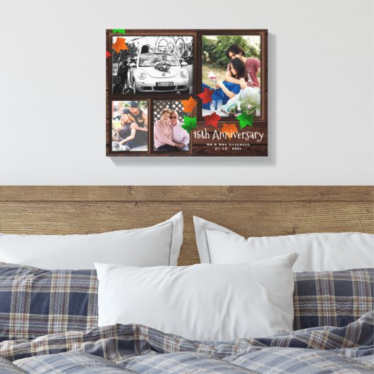 Herfst JUBILEUM Fotocollage Rustiek TOEVOEGEN JARE Canvas Afdruk (Insitu (Slaapkamer))