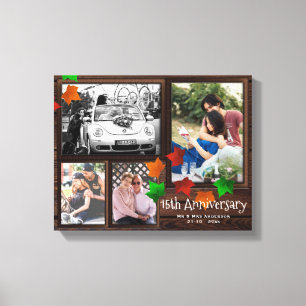Herfst JUBILEUM Fotocollage Rustiek TOEVOEGEN JARE Canvas Afdruk