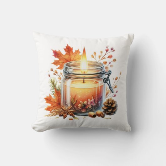 Herfst Kaars & Fall Leaves Decorative Kussensloop Kussen (Voorkant)
